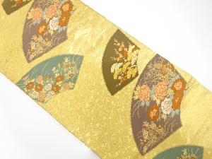 地紙に松梅・牡丹模様織出し袋帯